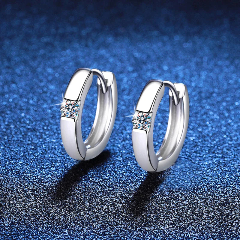 3mm Moissanite Hoop Earrings for Women Lab Diamond 925 Sterling Silver with White Gold Plated Earring Wedding Jewelry