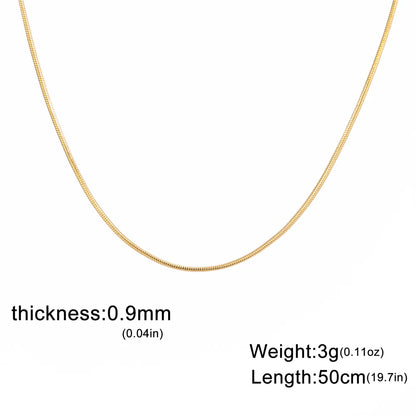 Round Snake Chain Necklace for Women Men Stainless Steel Link Chain 0.9mm 1.2mm 2mm Chains Choker Fashion Jewelry Gifts