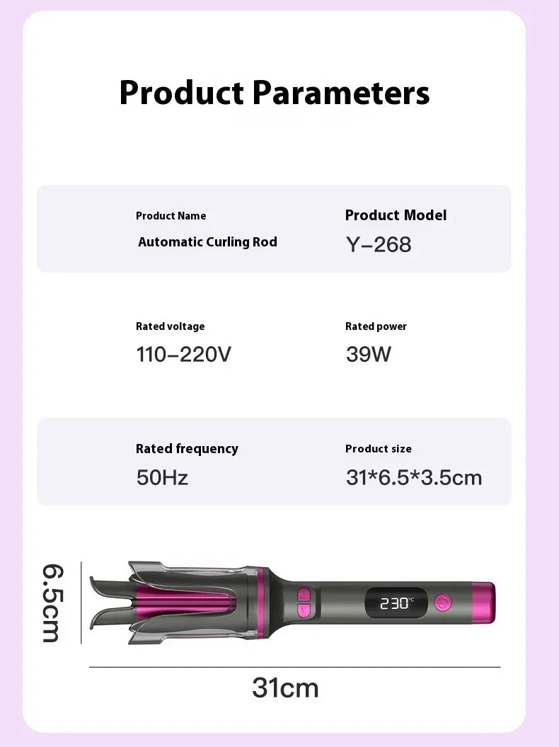 Automatic Curling Iron 32MM Double Slot Negative Ion Portable Hair Curler Constant Temperature Anti Hot Styler for Travel
