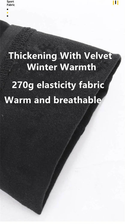 Men Women Winter Warm Thicken Velvet Running Pants Leggings Outdoor Sport Gym Fitness Yoga Basketball Cycling Hiking Long Tights