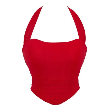 Corset Halter Crop Top Women Camisole Short Cropped Tank Tops Summer Sexy Elegant Nightclub Evening Party Female Clothes