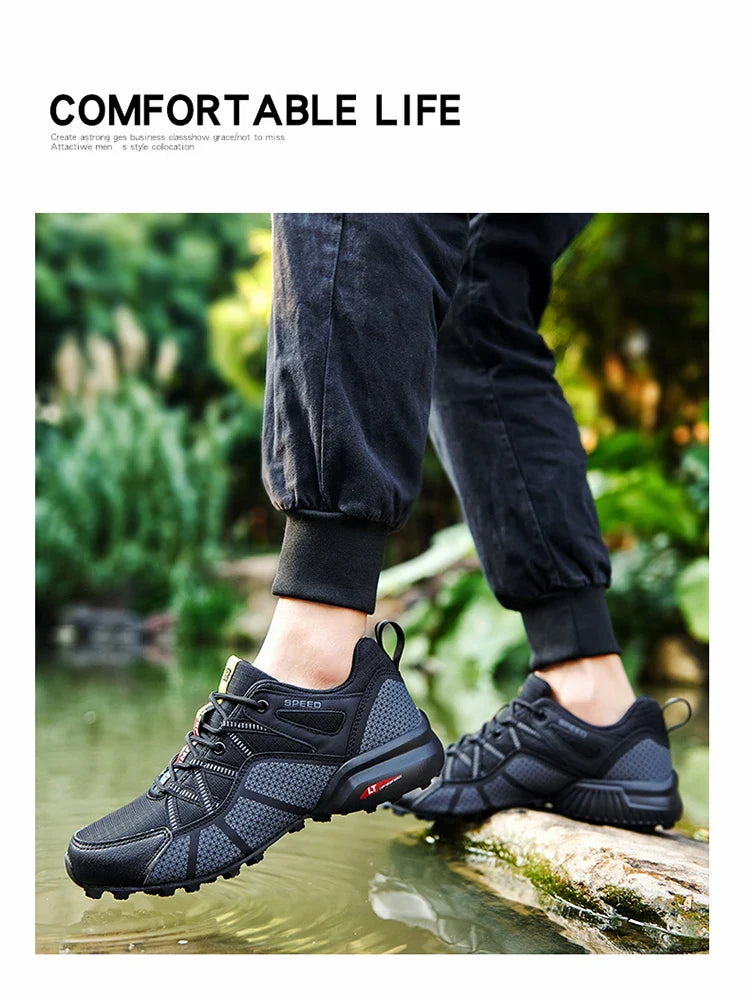 Waterproof Hiking Shoes Men‘s Outdoor Trekking Sneakers Mountain Climbing Camping Trainers Hunting Tactical Boots Bike Shoe Male