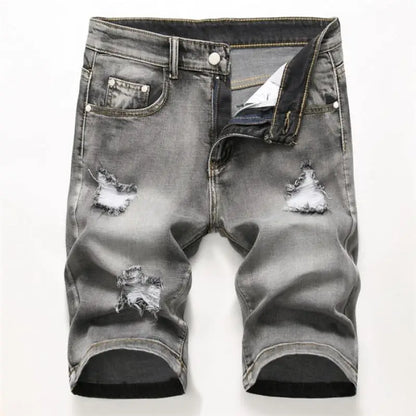 Summer Denim Shorts Men Fahsion Hole Jean Shorts Bermuda Skate Board Harem Mens Jogger Ankle Ripped Wave Knee Length Plus Size