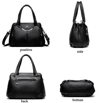 2024 New Multi Pocket Women's Handbag High Quality Soft Leather Female Shoulder Bag Luxury Designer Girl Tote Bolsas Sac A Main