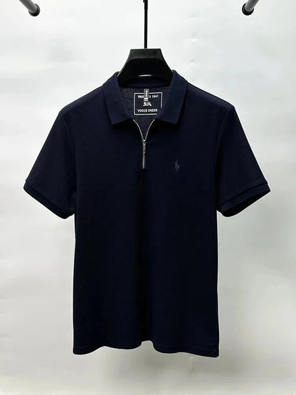 High end brand pony embroidered short sleeve polo shirt unique trend half zipper luxury Paul T-shirt designer's new men's wear
