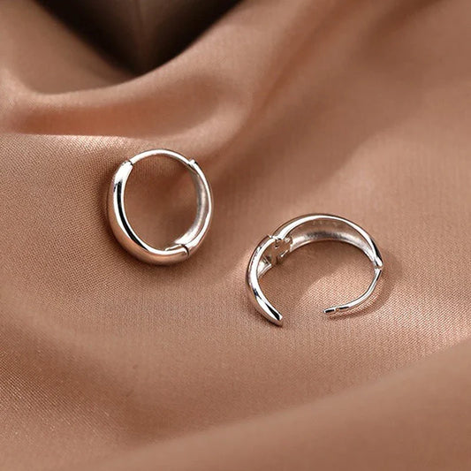 Trendy 100% Real S925 Silver Hoop Earrings for Women Girls Lady Small Ear Buckle Fine Jewelry Wholesale Dropshopping Gift
