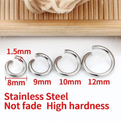 1.5mm Thick Stainless Steel Width 8mm 9mm 10mm 12mm  Open Jump Rings For Jewelry Making Supplies Accessories Findings Not Fade