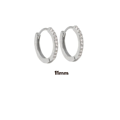 925 Sterling Silver Gold Zircon CZ 5mm 6mm 7mm 8mm To 13mm Huggies Hoops Piercing Pendiente Clips Luxury Fine Jewelry