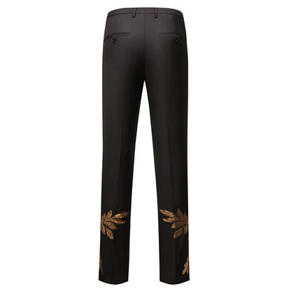 Men's Gold Sequin Applique Fashion Trend Suit Set High-Quality Casual Jacket And Western Pants Two-Piece Ensemble