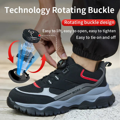 Light Breathable Sneaker Safety Shoes With Steel Toe Cap Anti-Piercing, Shock Absorbing Anti-Smash Design, Work Shoes for Men