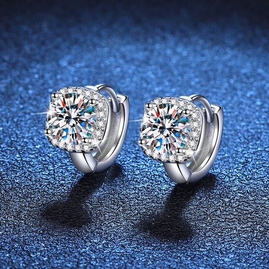 0.5ct 1ct D Color Sparkling Moissanite Earrings 925 Sterling Silver with Yellow Gold Plated Hoop Earrings For Women