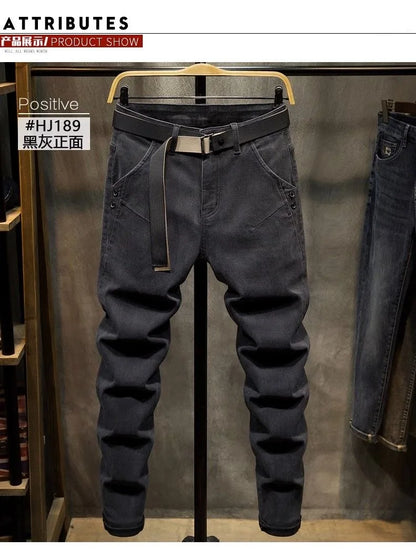 2024 Spring and Autumn New Fashion Solid Color Black Stretch Shorts Men's Casual Slim Comfortable Breathable High-Quality Jeans