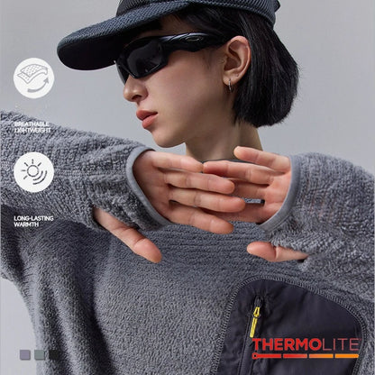 All Season 190g Ultra-light Breathable Thermal Hoodie, Urban Outdoor Techwear Mid-layer with Thumbholes & Zip Pocket