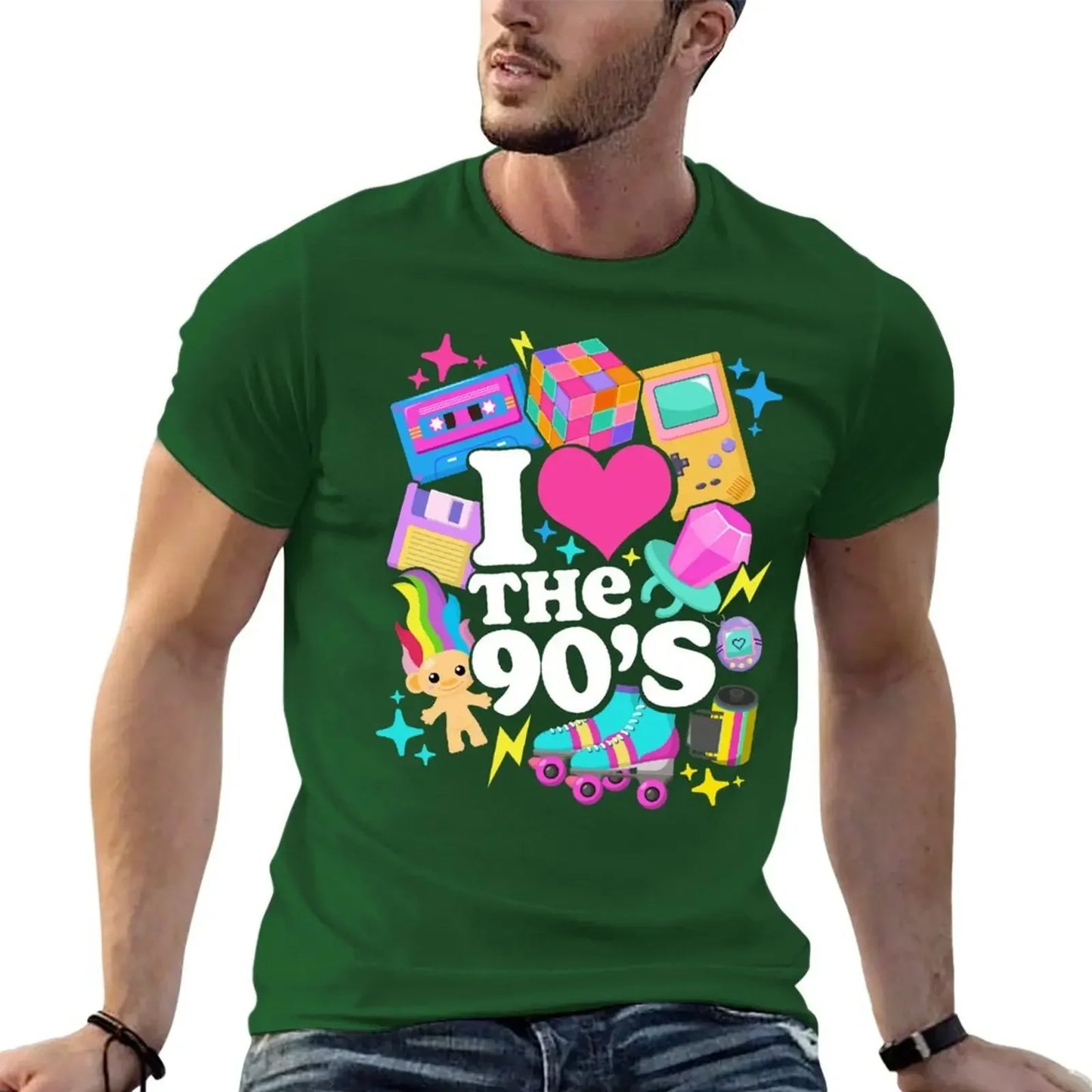 I Love The 90's Retro 90s Costume T-Shirt anime figures summer clothes blue archive mens t shirt