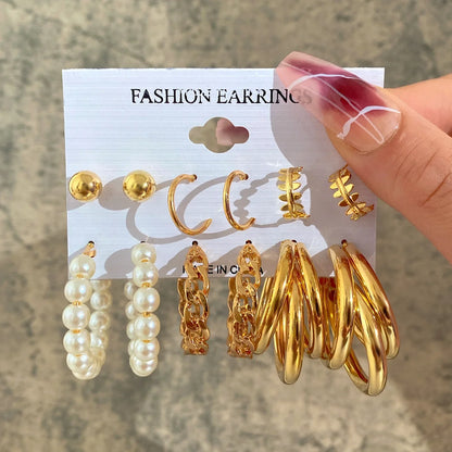 Fashionable Pearl Note Butterfly Geometric Tassel Stud Earrings Women Suit Elegant Charm Engagement Party Jewelry