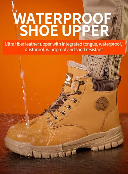 Latest 2025 Fashion Winter Warm Men's Work Safety Boots Waterproof Rugged Steel Toe Shoes Sneakers Safety Protection Coldproof