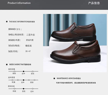 Height Increasing Shoes for Men 6cm 8cm Invisible Elevator Leather Casual Shoes Leathe Zapatillas De Hombre Large-sized Shoes