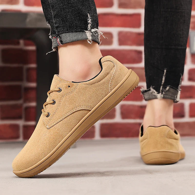 Men's Sneakers With Wide Toe Nose Feet Minimalist Cow Suede Leather Upper Casual Man Shoes Footwear For Woman