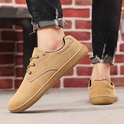 Men's Sneakers With Wide Toe Nose Feet Minimalist Cow Suede Leather Upper Casual Man Shoes Footwear For Woman