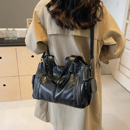 Daily Business Commuting Large Capacity Tote Hand Bags Soft Pu Leather Shoulder Bags for Women Zipper Women's Handbags Quality