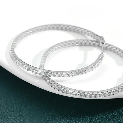 2.88/6.5cttw Full Moissanite Hoop Earrings for Women Big Size 2.5mm Stone Sparkling Diamond Earing Silver 925 Jewelry GRA