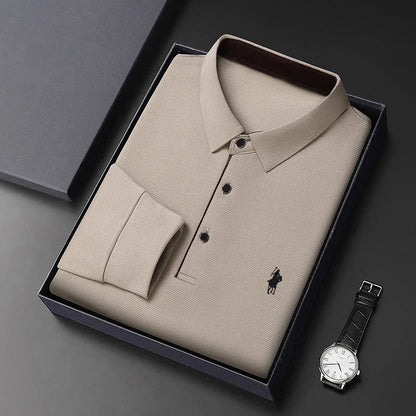 Light Luxury 202 Paul Men's Polo Shirt Long Sleeved T-shirt Casual Daily Lapel Sweatshirt Base