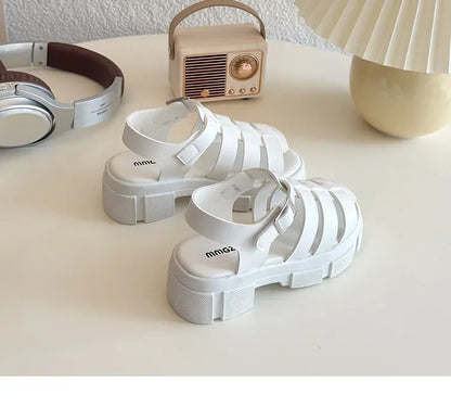 2025 Summer New Children Fashion Sandals for Girls American Style Soft Thick Sole Non-slip Versatile Cool Woven Roman Beach Shoe