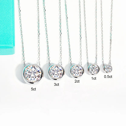 D Color Moissanite Bezel Stud Earrings 18K Gold Plated Pendant Necklace 925 Sterling Silver Jewelry Set Customs Jewelry
