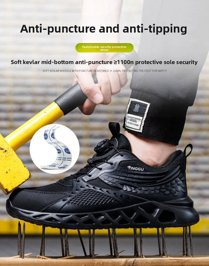 Men's Summer Mesh Labor Protection Shoes Anti-Smashing Wear-Resistant Outdoor Construction Site Protection Work Shoes Anti-Pierc