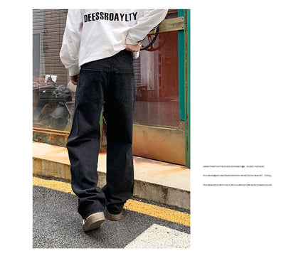 Men's Daily Casual American Korean Loose Jeans Spring Summer Fashion Street Style Retro Straight Wide Leg Y2K Jeans Denim Pants