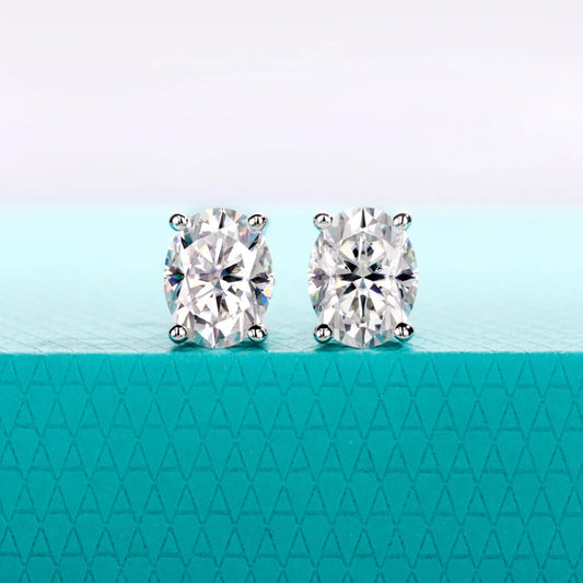 1cttw-6cttw Oval Moissanites Earrings 925 Sterling Silver D Color VVS1 Moissanite Classic Stud Earrings for Woman