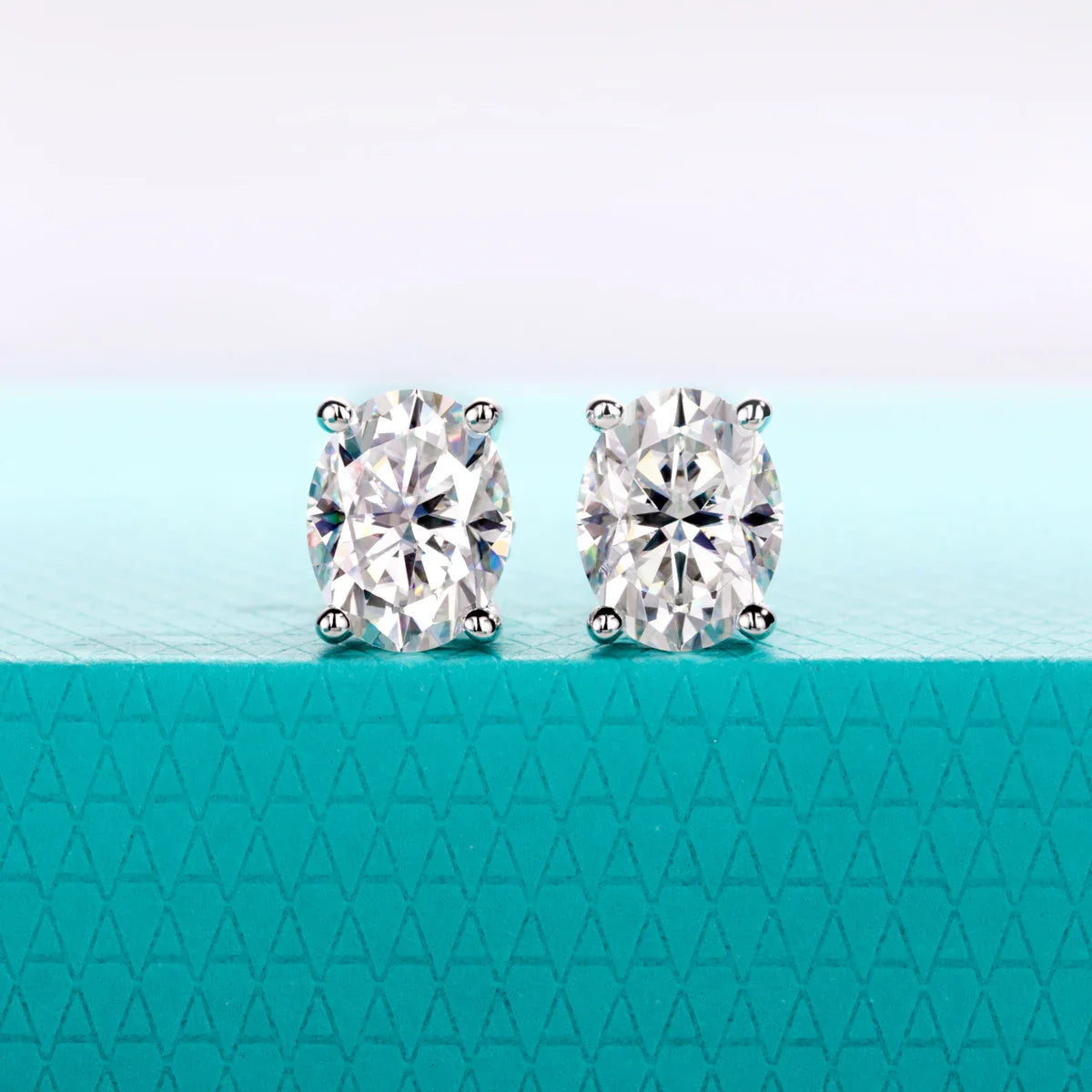 1cttw-6cttw Oval Moissanites Earrings 925 Sterling Silver D Color VVS1 Moissanite Classic Stud Earrings for Woman
