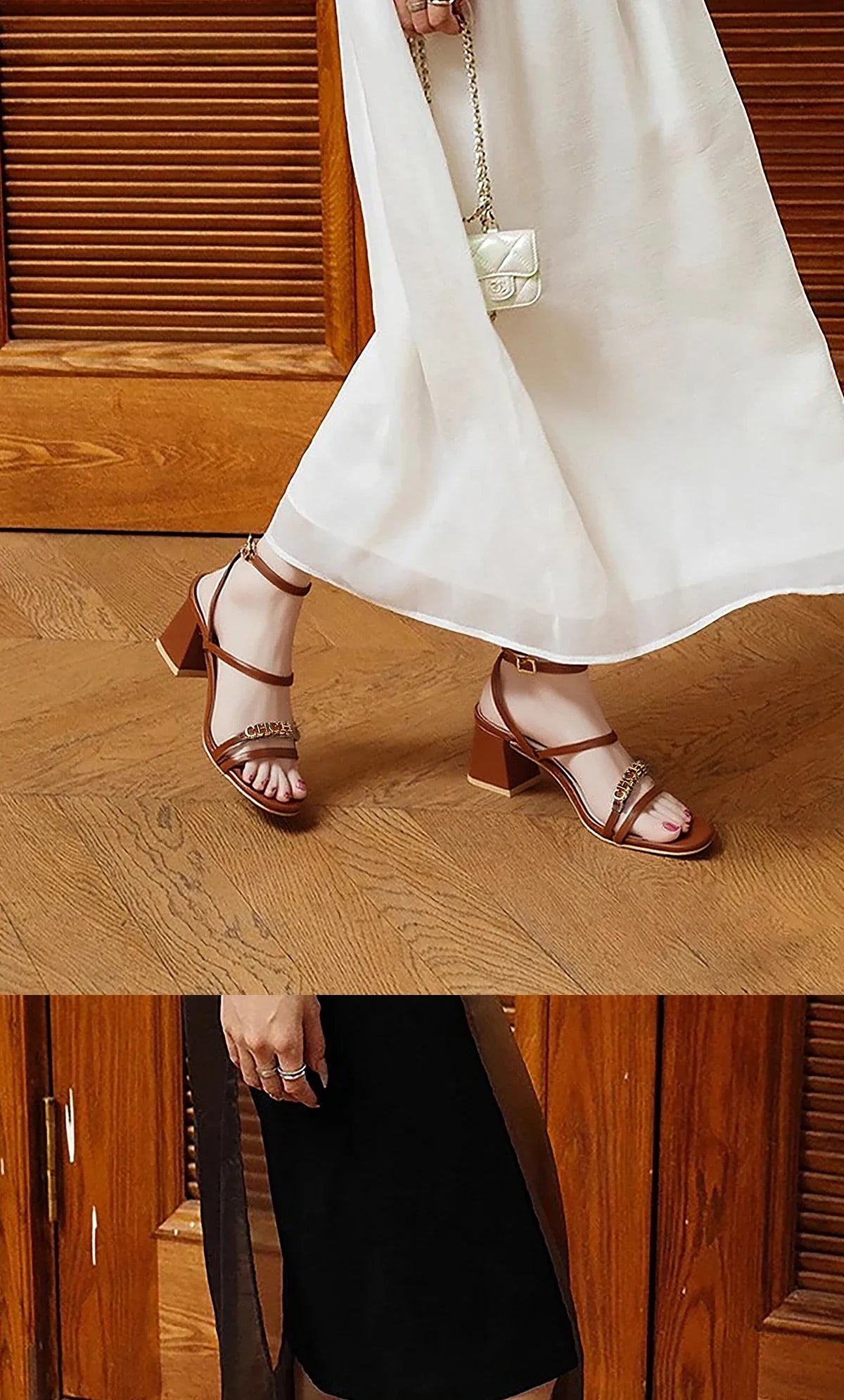 Women's High Heels New Summer Black Strap Casual Shoes Commuting Women's Shoes 6CM