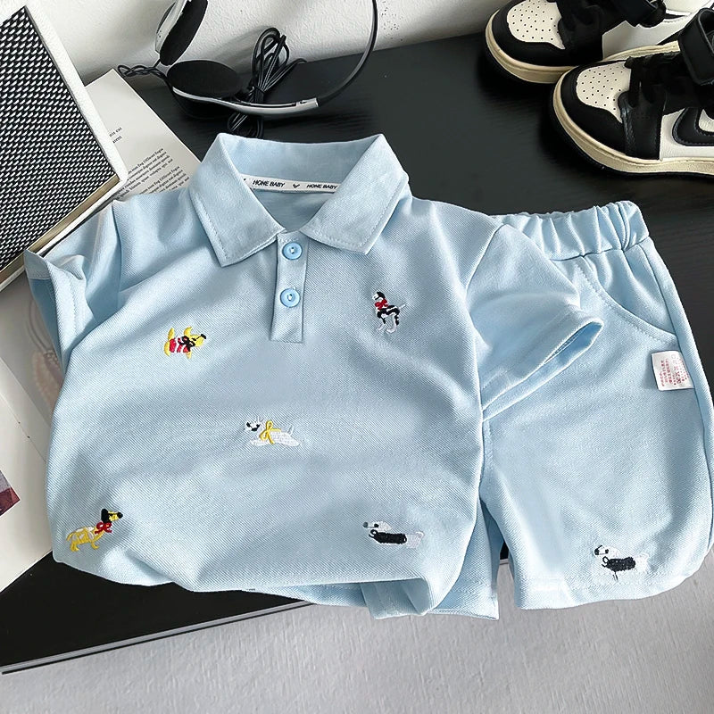 New Summer Fashion Baby Clothes Set Children Boys Solid Color Polo T-Shirt Shorts 2Pcs/Sets Kids Clothing Infant Outfits 1-5year