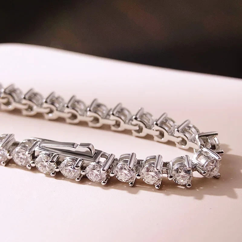 3 Claw Moissanite Tennis Bracelet 3mm GRA Certified Diamond Bracelet Chain s925 Sterling Silver Bracelets for Women Man
