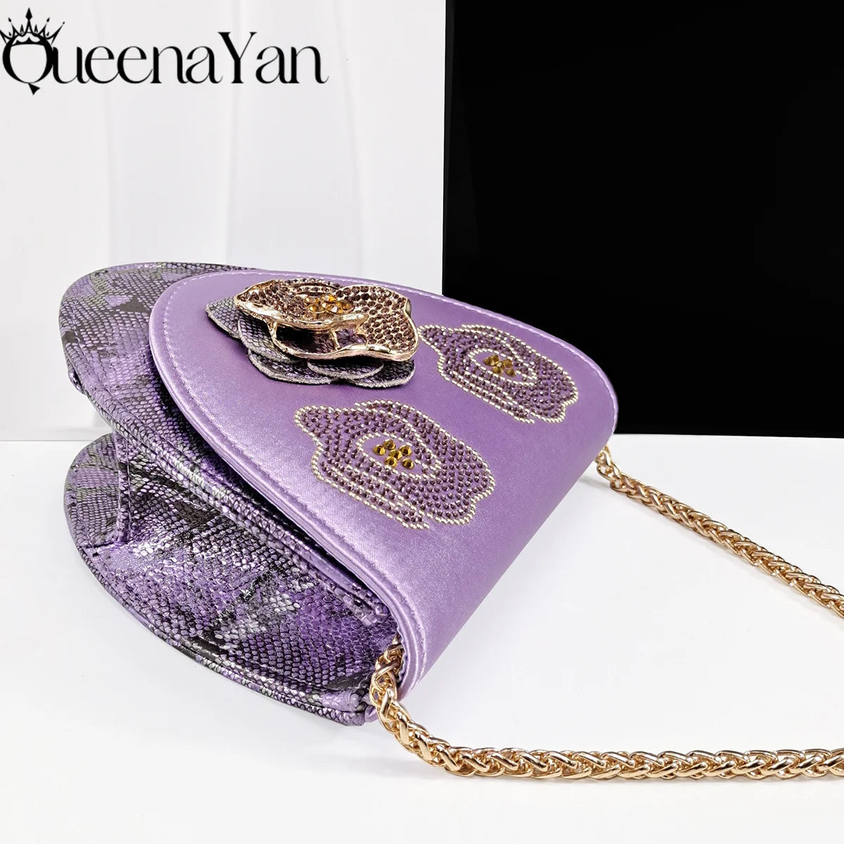 Elegant Lilac Color Women's Heels Handbag Set Rhinestone Embellished Designer Shoes for Weddings Special Events