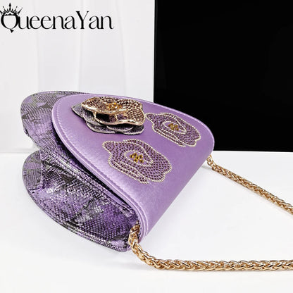 Elegant Lilac Color Women's Heels Handbag Set Rhinestone Embellished Designer Shoes for Weddings Special Events