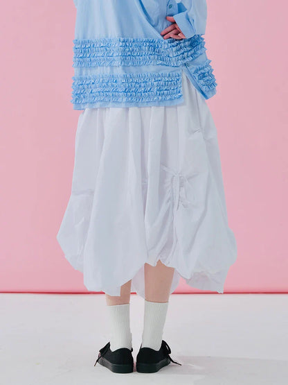 Original design elastic waist white casual fashionable loose half skirt 244959