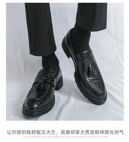 Formal Shoes For Men Fashion Casual Leather Loafers Male Slip On Business Leather Shoes Men's Dress Shoes Party Office Loafers