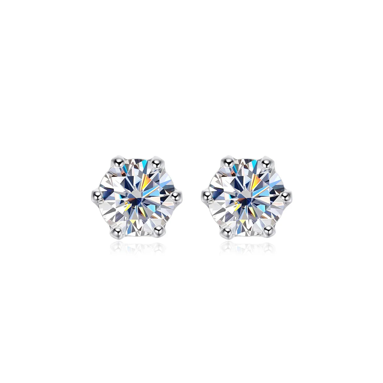 100% 925 Sterling Silver 0.2-2 Carat D Color Moissanite Diamond Stud Earrings For Women Sparkling Wedding Fine Jewelry