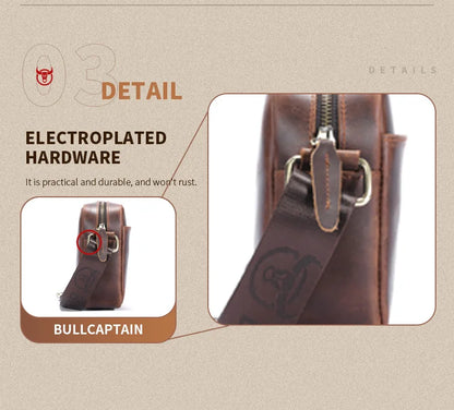 Crazy Horse Leather Men's Fashion Bag New Large-capacity Single Shoulder Cross-body Bag With Casual Men's Bag