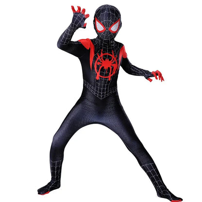 Spiderman Zentai Costume Anime Superhero Miles Morales Spider Man Cosplay Costume Bodysuit Halloween Costume for Kids Boy Adult