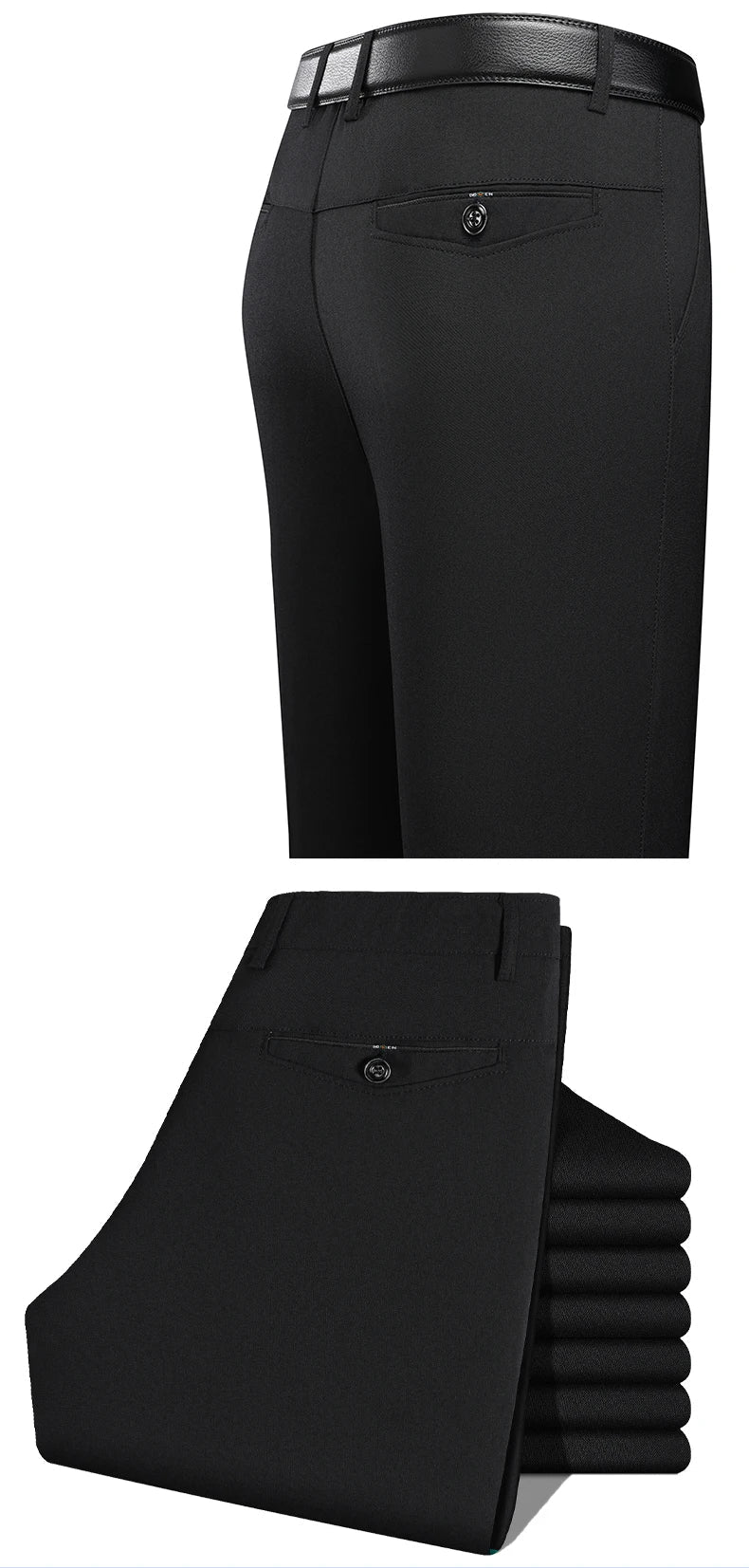 Male Spring Summer Casual Straight Pants Artificial Linen Business Casual Pants Mid Aged Men's Trousers