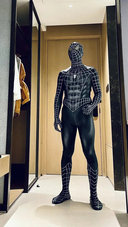 Black Spider Man Toby Costume Slim Fit Jumpsuit Cosplay Superhero Expedition Costume Superhero Zhentai Halloween Party Gifts