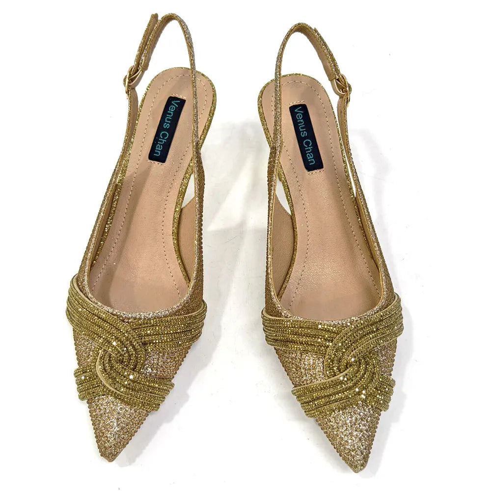 Temperament New Women's Shoes Wedding Shoes Ladies Dress Shoes Rhinestone Leather Italian Elegant Women Party Pumps