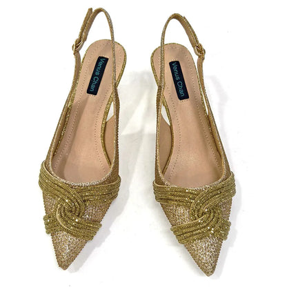 Temperament New Women's Shoes Wedding Shoes Ladies Dress Shoes Rhinestone Leather Italian Elegant Women Party Pumps