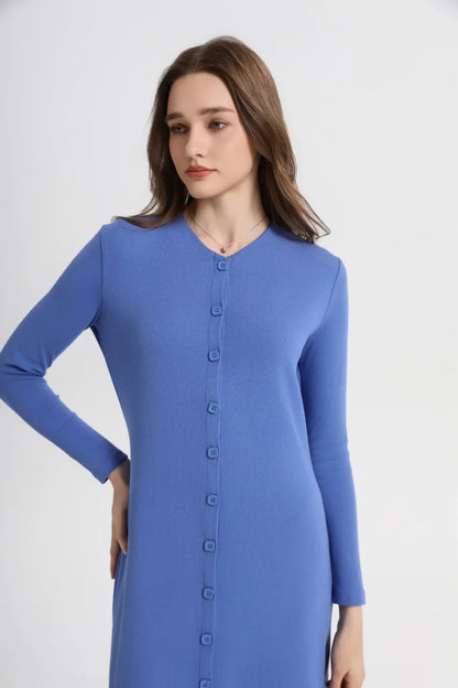 summer woman dress comfortable ribbing maxi button dress  lady clothes