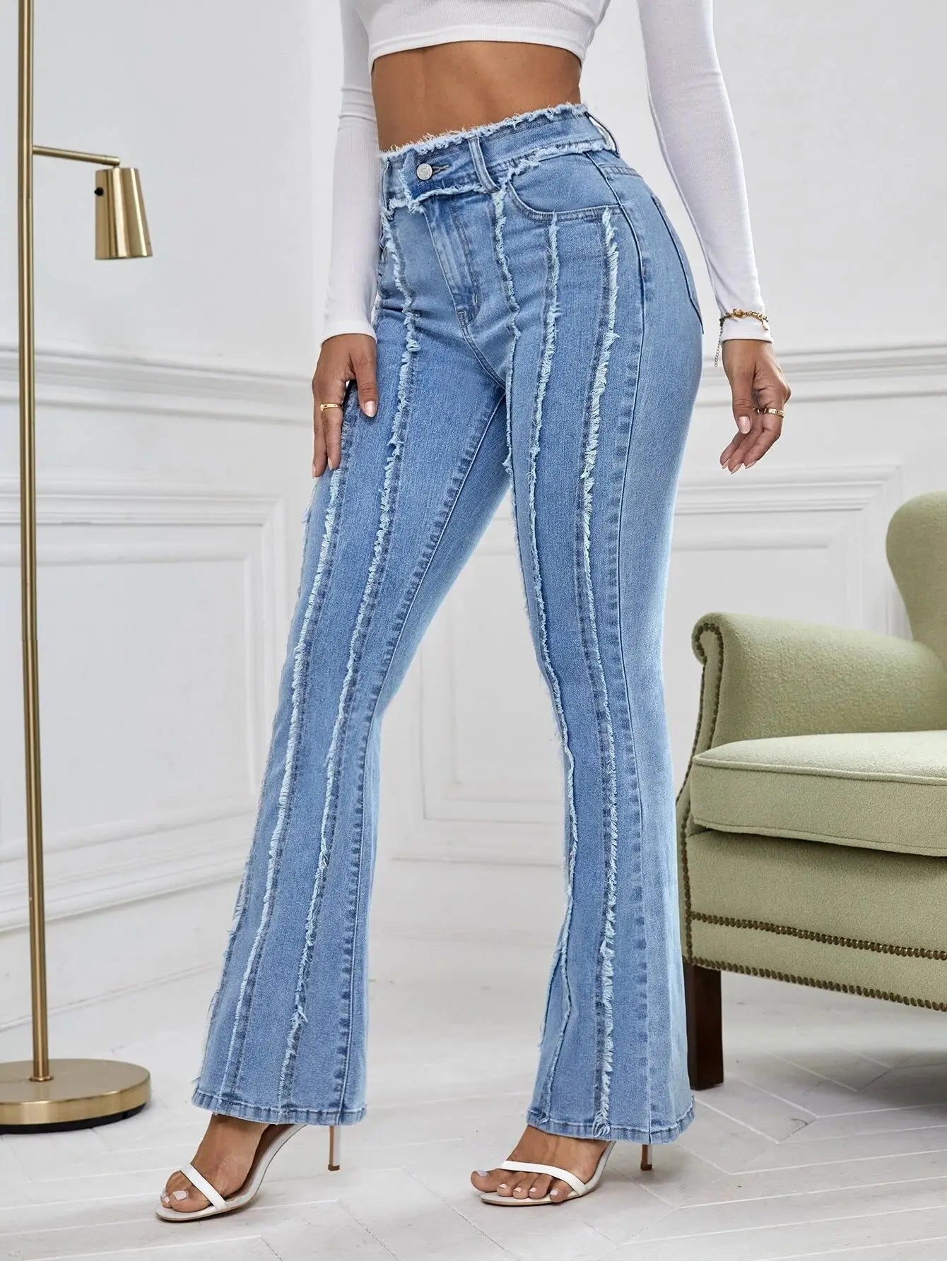 Women Skinny High Waist Aesthetic Y2k Denim Trousers