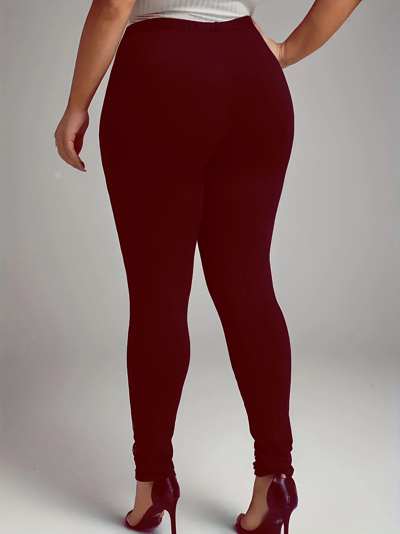 Women's leggings with lace patchwork and contrasting hollow out design