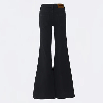 2025 New Low Waist Boot Cut Jeans For Women Fashion Stretch Denim Flared Pants Black Casual Female Bell Bottom Trousers